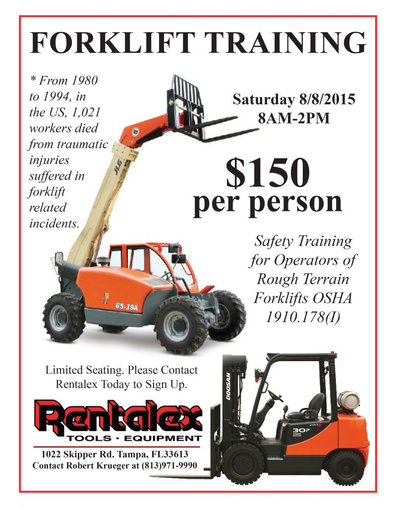 Forklift operating safety training class 8 8 15 sign up today